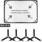 Bed Sheet Fasteners, Adjustable Triangle Elastic Suspenders Gripper Holder Straps Clip for Bed Sheets,Mattress Covers, Sofa Cushion, Plastic+Metal, Black, 4 Pack Short - Image 6