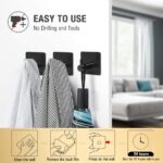 Adhesive Hooks, Heavy Duty Durable 304 Stainless Steel Wall Hangers, Waterproof Rustproof Oil Proof for Kitchen, Bathrooms, Doors, Office, Closet Black[4 Pack] - Image 3