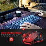 Wireless Mouse Ergonomic Gaming Mice with [LED Backlight] [7 Buttons] [Adjustable 2400 DPI] [Nano Receiver] for Game PC Laptop Computer Mac(Red)[Silent Click] - Image 2