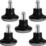Bell Glides Replacement Office Chair Swivel Caster Wheels to Fixed Stationary Castors, Short Profile Black 5pcs