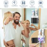 Toothbrush Holder Wall Mounted Automatic Toothpaste Dispenser Dustproof Cover Toothbrush Holder for Shower Bathroom Set with 2 Toothpaste Squeezers - Image 4