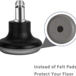 Bell Glides Replacement Office Chair Swivel Caster Wheels to Fixed Stationary Castors, Short Profile Black 5pcs - Image 3
