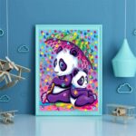 5D DIY Diamond Painting Kit, Crystal Rhinestone Full Drill Diamond Embroidery Paintings Pictures Arts Craft for Home Wall Decor Purple Pandas 12x16inch - Image 3