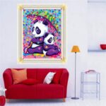 5D DIY Diamond Painting Kit, Crystal Rhinestone Full Drill Diamond Embroidery Paintings Pictures Arts Craft for Home Wall Decor Purple Pandas 12x16inch - Image 4