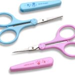 4'' Stainless Steel Detail Craft Scissors Set with Straight, Round, High Precision, Sharp Tips and Safety Cover Great for Art Work Scrapbooking, Paper Cutting, Sewing, Crafting, DIY