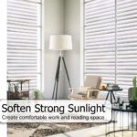 Privacy Window Film 44.5*200CM Non Adhesive Frosted Glass Film for Bathroom, Static Cling Removable Window Sticker for Home Security, Anti UV Opaque Window Covering, Blinds Pattern, 17.5 x 78.7 inches - Image 4