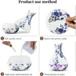 400ML Essential Oil Diffuser Ultrasonic Aromatherapy Air Humidifier Wood Grain Cool Mist Aroma Diffuser Large for Home Office Spa Baby Kids Room, Last on A Full Day or Night(y-PORCELAIN-color) - Image 7