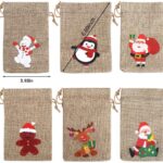6 Syltes Christmas Linen Bags, with Drawstrings Christmas Burlap Gift Bags with Double Jute Drawstrings,12Pieces(Style 2) - Image 2