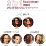 AU Plug Hair Straightening Brush, Beard Straightener Brush, 3 in 1 Ionic Straightening Comb with Anti Scald Feature Heat Resistant, Hair Straightening Styling Comb, Electric Hair Straightener Brush - Image 3