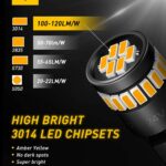 194 LED Light Bulb,Super Bright Amber Yellow 168 2825 W5W T10 Wedge 24 SMD 3014 Chipsets LED Replacement Bulbs for Car Dome Map License Plate Lights(Pack of 10) - Image 3