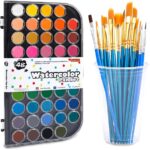 58 Pack Watercolor Paint Set, 48 Colors Watercolor Pan with 10 Paint Brushes for Beginners, Artists, Kids & Adults to Watercolor Paint, Bullet Journal, Calligraphy Practice