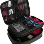 Electronics Travel Organizer Storage Bag, Double Layer Universal Traveling Gear Accessories Carrying Case Pouch for iPad Mini Cables Phone Chargers Adapter Flash Hard Drive and More Black