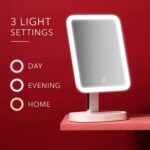LED Makeup Vanity Mirror with 3 Light Settings and 15x Magnifying Mirror Choose between Soft Warm, Natural Daylight, or Neutral White Lights Dimmable Countertop Cosmetic Mirror - Image 2