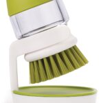 Palm Scrub Soap Dispensing Washing Up Brush with Storage Stand Green
