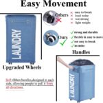 Collapsible Laundry Hamper with Wheels, Waterproof Large Rolling Clothes Hamper Basket for Dirty Clothes Storage Bin - Image 4