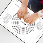 X Large Silicone Pastry Baking Mat with Measuring Guide ,Extra Thick Non Stick Fondant Mat, Counter Mat, Oven Liner, Pie Crust Mat, Reusable Rolling Pastry Mat Dough Mat for Kitchen (Black)(60x40cm)