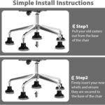 Bell Glides Replacement Office Chair Swivel Caster Wheels to Fixed Stationary Castors, Short Profile Black 5pcs - Image 7