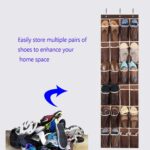 24 Mesh Shoe Storage Pockets Over The Door Hanging Shoe Organizer，Brown(60"x 18") - Image 6