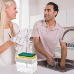 Soap Dispenser for Kitchen,Innovative Design,2 in 1 Sponge Holder and Dish Soap Pump with Hand Push,13 Ounces(White) - Image 7