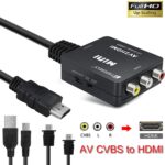 T RCA to HDMI, AV to HDMI, 1080P Mini RCA Composite CVBS Video Audio Converter Adapter Supporting PAL/NTSC for PC Laptop Xbox PS4 TV STB VHS VCR Camera DVD Upscaling[Extra HDMI Cable] - Image 4