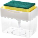 Soap Dispenser for Kitchen,Innovative Design,2 in 1 Sponge Holder and Dish Soap Pump with Hand Push,13 Ounces(White) - Image 2