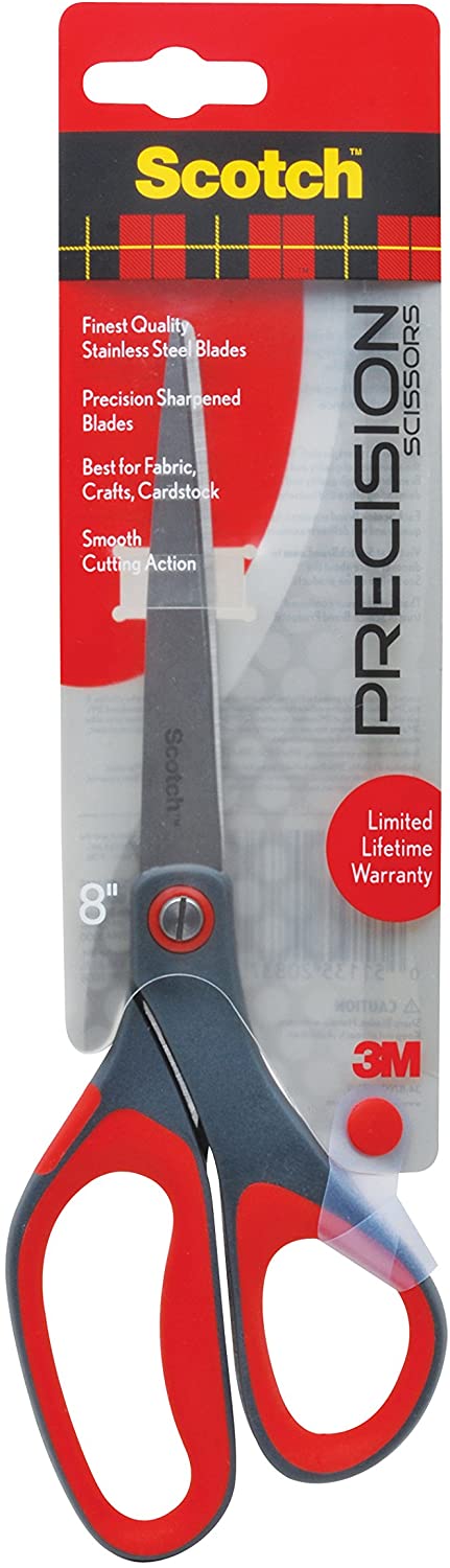 Precision Scissors 8 inches 1448, Grey/Red(20.3cm)