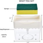 Soap Dispenser for Kitchen,Innovative Design,2 in 1 Sponge Holder and Dish Soap Pump with Hand Push,13 Ounces(White) - Image 5