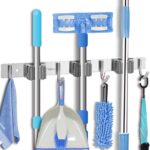 Broom Mop Holder Wall Mount Stainless Steel Wall Mounted Garden Tool Storage Tool Rack Storage & Organization for Your Home,Kitchen,Bathroom,Garage,Closet and Shed(3 Racks 4 Hooks)
