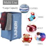 Collapsible Laundry Hamper with Wheels, Waterproof Large Rolling Clothes Hamper Basket for Dirty Clothes Storage Bin - Image 3
