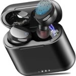 T6 True Wireless Earbuds Bluetooth Headphones Touch Control with Wireless Charging Case IPX8 Waterproof TWS Stereo Earphones in Ear Built in Mic Headset Premium Deep Bass for Sport Black