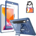 ProCase iPad 10.2 8th Gen 2020 / 7th Generation 2019 Rugged Case with Built in Screen Protector, Shockproof Case Heavy Duty Full Body Protective Case with Pencil Holder Kickstand Shoulder Strap Moroccoblue