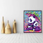 5D DIY Diamond Painting Kit, Crystal Rhinestone Full Drill Diamond Embroidery Paintings Pictures Arts Craft for Home Wall Decor Purple Pandas 12x16inch - Image 5