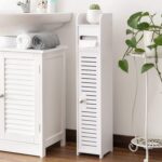 Toilet Roll Holder,Toilet Paper Roll Holder with Slim Shelf,Over Toilet Storage for Toilet Paper Bulk,Narrow Shelf for Bathroom Accessories,Bathroom Storage for Toilet Tissue,White by AOJEZOR