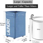 Collapsible Laundry Hamper with Wheels, Waterproof Large Rolling Clothes Hamper Basket for Dirty Clothes Storage Bin - Image 2