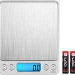 Digital Kitchen Scale 3000g 0.01oz/ 0.1g Pocket Cooking Scale Mini Food Scale Pro Electronic Jewelry Scale with Back Lit LCD Display Tare & PCS Functions Stainless Steel Batteries Included