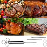 304 Stainless Steel Meat Injector Syringe, Turkey Basting Flavor Food Seasoning Injector Kit, 3 Marinade Injector Needles and 2 Cleaning Brushes for Grill BBQ Meat - Image 5