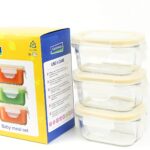 Baby Food Rectangle Container, 3 Piece Set, Clear, GL 543