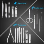 Manicure Pedicure Set Nail Clippers,20 Pieces Stainless Steel Manicure Kit, Professional Grooming Kit, Nail Tools with Luxurious Travel Case(silver) - Image 5