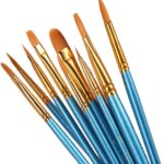 10 Pieces Synthetic Hair Paint Brush Set, Blue, for Acrylic, Oil and Watercolor Painting(1 Set) - Image 2