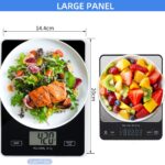 Kitchen Scale Digital Food Scale with Waterproof Tempered Glass Platform, Multifunctional Weight Scale Measuring for Cooking Home Office Use and LED Backlit Display 5kg/11lb(Batteries Included) - Image 4