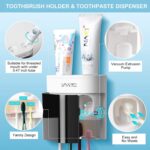 Toothbrush Holder Wall Mounted Automatic Toothpaste Dispenser Dustproof Cover Toothbrush Holder for Shower Bathroom Set with 2 Toothpaste Squeezers - Image 3