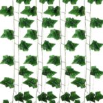 84 FT Artificial Ivy 12 Pack Ivy Vine Garland Ivy Leaves Greenery Garlands Hanging with 100 LED String Light Fake Leaf Plants Faux Green Flowers Decor for Home Kitchen Garden Office Wedding Wall - Image 4