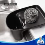 Sink Caddy with Suction Cup, Sponge and Scouring Pad Holder for Kitchen, Pack of 2, Black - Image 4