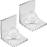 Innovative Crystal Clear Bookends with Crystal Ball, 1 Pair L Shape Non Skid Sturdy Crystal Bookends for Heavy Books, Bookshelf, Office, School Library, Decorative Ornaments