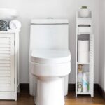 Toilet Roll Holder,Toilet Paper Roll Holder with Slim Shelf,Over Toilet Storage for Toilet Paper Bulk,Narrow Shelf for Bathroom Accessories,Bathroom Storage for Toilet Tissue,White by AOJEZOR - Image 5