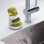 Palm Scrub Soap Dispensing Washing Up Brush with Storage Stand Green - Image 5