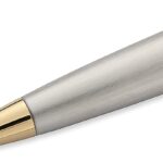 S0952000 Expert Ballpoint Pen, Stainless Steel with 23k Gold Trim, Medium Point with Blue Ink Cartridge, Gift Box - Image 3