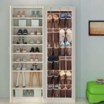 24 Mesh Shoe Storage Pockets Over The Door Hanging Shoe Organizer，Brown(60"x 18") - Image 7