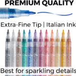 Glitter Paint Pens for Rock Painting, Scrapbook Journals, Photo Albums, Card Stocks, Paper Project, Coloring. Set of 12 Acrylic Glitter Paint Markers Extra Fine Tip 0.7mm - Image 2