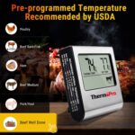 TP 16 Digital Cooking Food Meat Thermometer for Smoker Oven Kitchen Candy BBQ Grill Thermometer Clock Timer with Stainless Steel Temperature Probe, Large LCD Display, Standard, Silver - Image 2